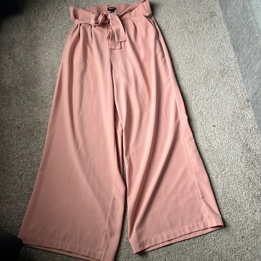 TORRID PINK SELF TIE WIDE LEG PANT